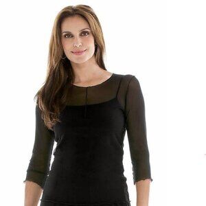 3/4 Sleeve Essential Mesh Layering Tee Cynthia Ashby - XL (20-22) Like New